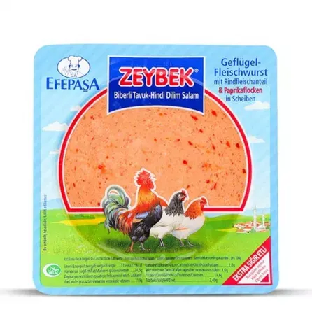 EFEPASA_Zeybek_Biberli_Tavuk_Dilim_Salam_200g INTERN SALAMI KIP EFEPASA ZEYBEK 12X200GR - Afbeelding 1